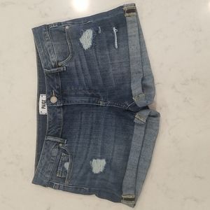 Paige Denim Mid-Rise Stretch Shorts Blue Size: 27